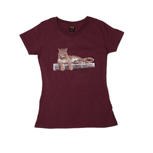 T-Shirt bourgogne Léopard - Femme